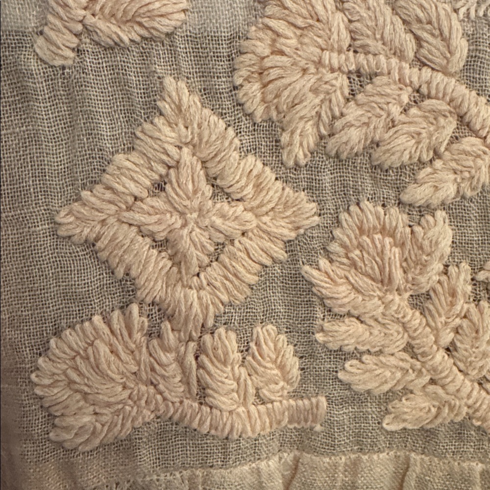 Zara NWT Woman Embroidered Yoke Dress 100% Linen in Sheer Pink Blush size XS. - Picture 4 of 6